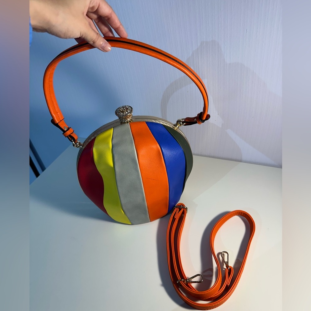 Colorful Striped Women's Bag With Side Crossbody Strap Included As Well